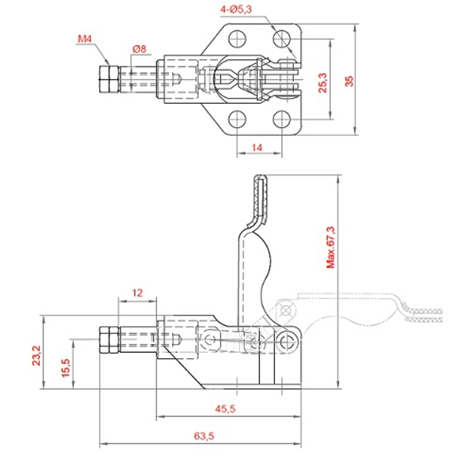 Vendita online Bloccaggio a spinta pistone 12 mm. 50 Kg.